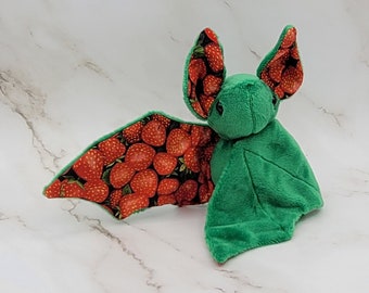 Patch the Green Strawberry Fruit Bat Plush