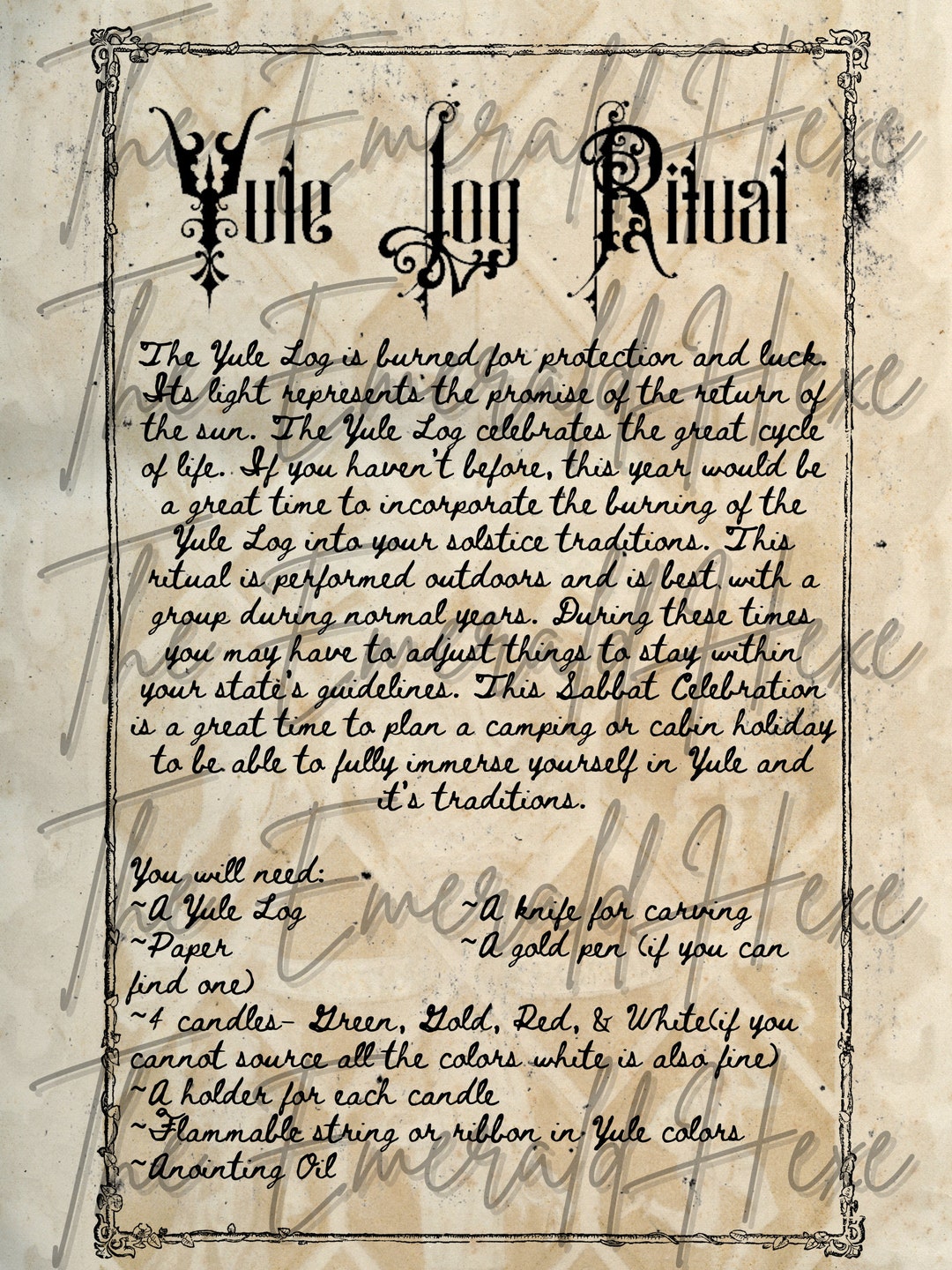Yule Log Ritual - Etsy
