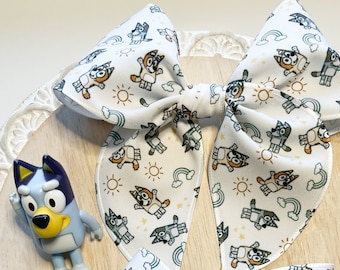 Bluey bingo bow Fable Bows Bluey Dog Big Bow bluey birthday, girl gift unique bows Disney bow bluey hair bows