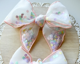 Spring shaker bow, Easter bow ,Floral Bow, hair bows Toddler Hair Bows, Shaker Bows, Pigtail Bows