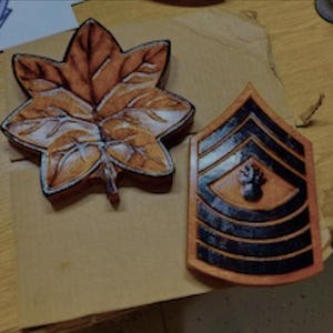 SNCO and Officer Wood Rank Insignias in Extra Large and Large Sizes