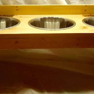 Wood 3 Bowl Dog Feeder 4 sizes