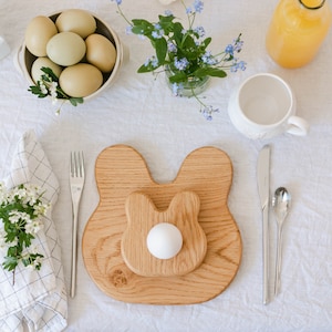 Breakfast Set- Bunny - Wooden Toast board & Egg Cup - Dippy Egg and Soldiers - Breakfast Gifts