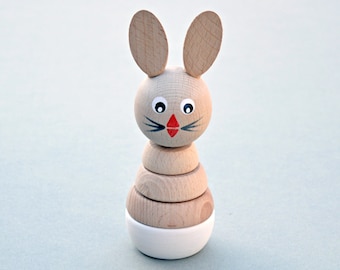 Wooden Rabbit Stacking Toy - Alabaster - Sustainable Wooden Toys - Eco Kids Gifts - Traditional Wooden Toys