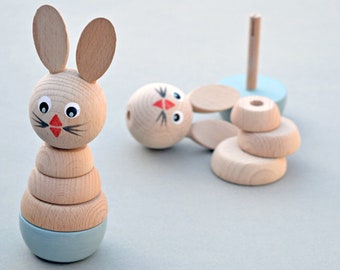 Wooden Rabbit Stacking Toy - Sustainable Wooden Toys - Eco Gifts - Traditional Wooden Toys