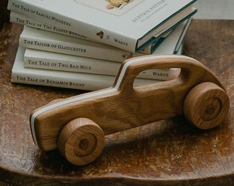 Wooden Toy Car – Handmade Retro Racing Car Toy - Toddler Toys