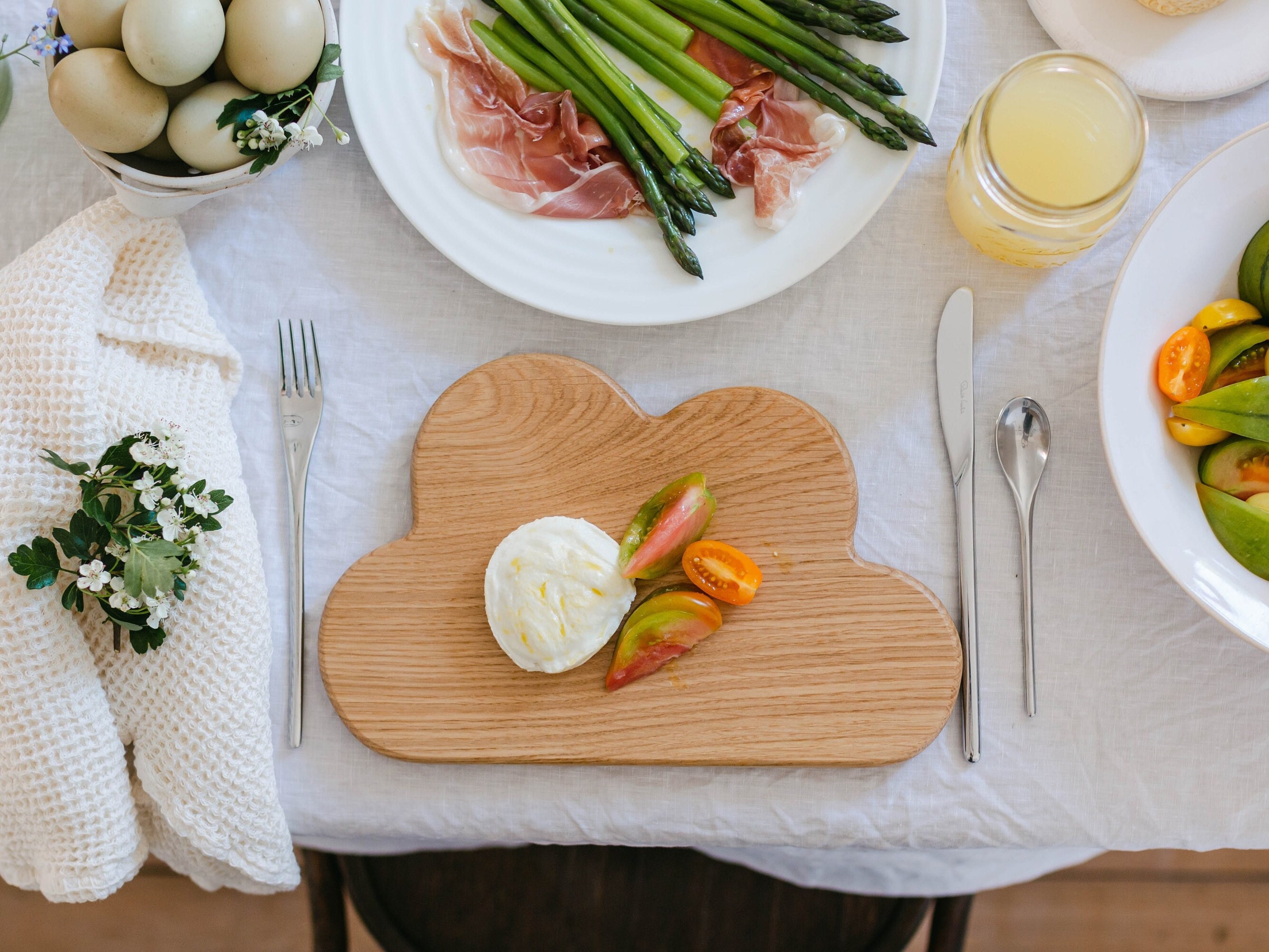 Oak Cloud Serving Board Handmade Wooden Breakfast