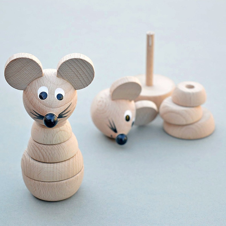 Wooden Mouse Stacking Toy Sustainable Wooden Toys Eco Etsy