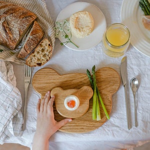 Breakfast Set - Bear - Wooden Toast Board & Egg Cup - Breakfast Gifts