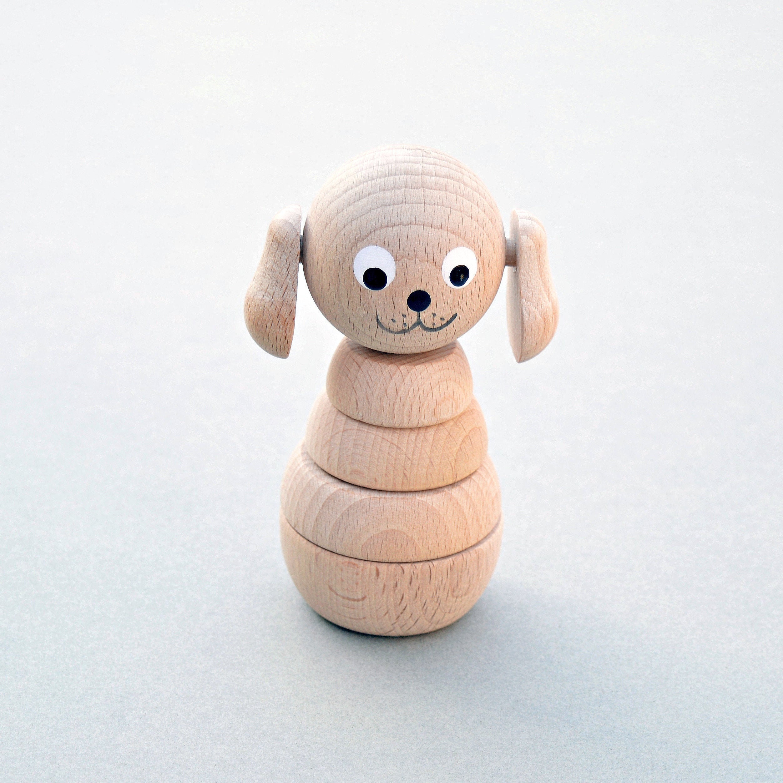 Wooden Dog Stacking Toy Natural Sustainable Wooden Toys Etsy