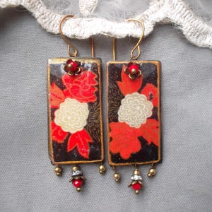 Pendientes de hojalata collage vintage caja de jabón Maja