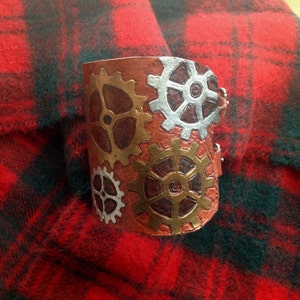 STEAMPUNK Leather Cuff Bracelet, Arm Bracer, Brown Leather, Christian Ministry,