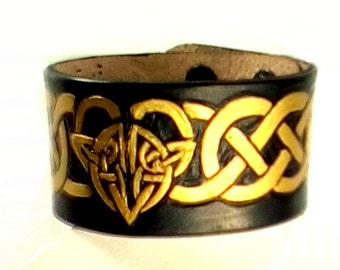 Leather Cuff Bracelet, Celtic, SCA, LARP, Valentine's Day, Christian Ministry,