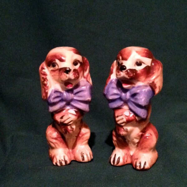 Vintage Ceramic Cocker Spaniel Salt and Pepper Set