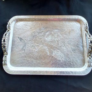 1950’s Hand Wrought Aluminum Serving Tray by Rodney Kent