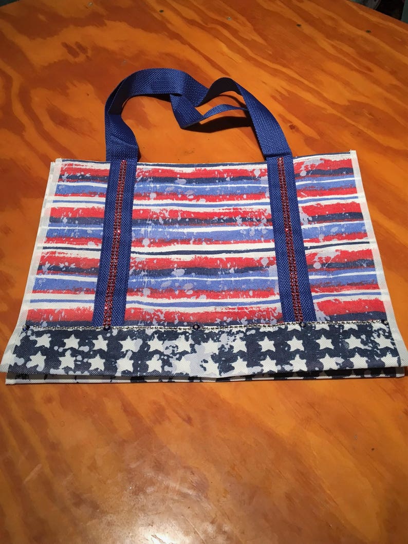 Red White and Blue Flag Set Flip Flops,Tote Bag and matching Scarf
