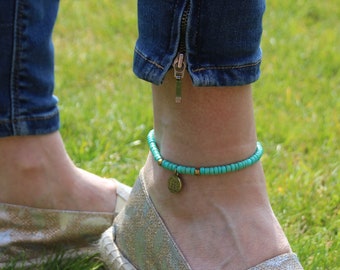 Ankle bracelet, ankle chain, turquoise beach bracelet, boho anklet, beach anklet, surfer anklet, turquoise ankle bracelet