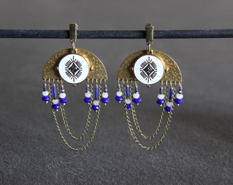 NILA *** Chic ethnic earrings, chic bohemian jewelry, blue jewelry, ethnic earrings, designer jewelry, gift idea