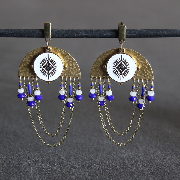 NILA *** Chic ethnic earrings, chic bohemian jewelry, blue jewelry, ethnic earrings, designer jewelry, gift idea