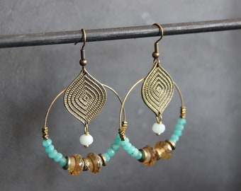 NINA blue *** Large hoop earrings, large ethnic hoop earrings, large bohemian hoop earrings, ethnic hoop earrings, turquoise hoop earrings, original jewelry