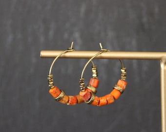 Chic ethnic hoops, colorful jewelry, small hoops, bohemian hoops, ethnic earrings, trendy earrings