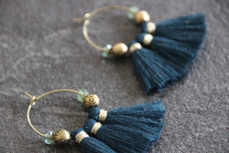 tassels teal hoop earrings tassel earrings hoop earrings tassels small hoop earrings