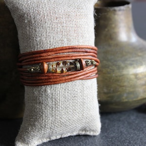 SALY Boho leather bracelet, camel leather bracelet, women's leather bracelet, women's bracelet, leather cuff bracelet, original leather bracelet image 2