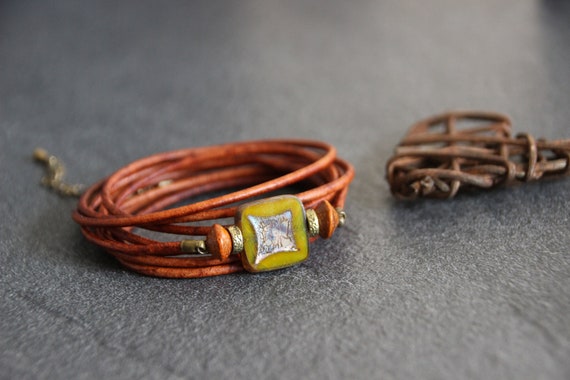 TAMARA *** Bracelet bohème cuir, bracelet camel cuir, bracelet cuir femme, bracelet femme, bracelet manchette cuir, bracelet original cuir