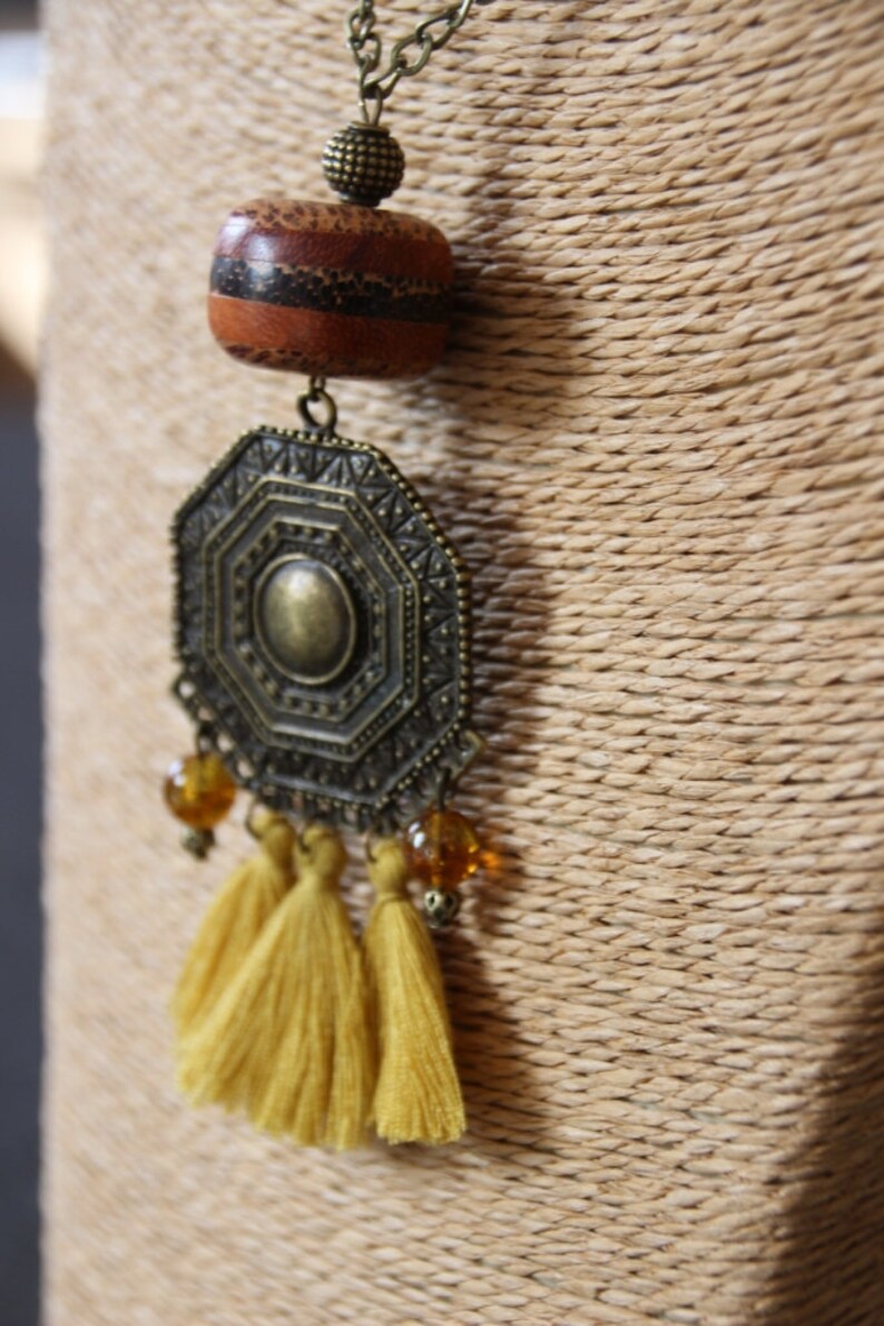 necklace yellow jewelry necklace tassels long necklace boho boho necklace jewelry tassels ethnic necklace fringe tassel necklace