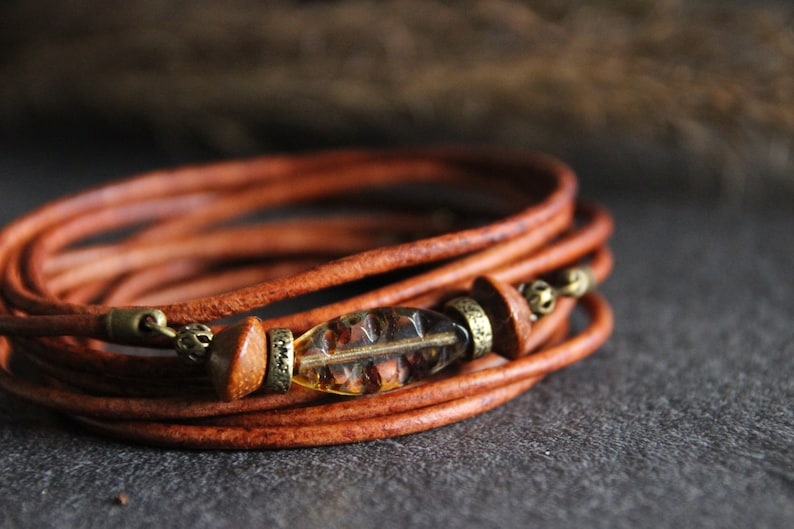 SALY Boho leather bracelet, camel leather bracelet, women's leather bracelet, women's bracelet, leather cuff bracelet, original leather bracelet image 1
