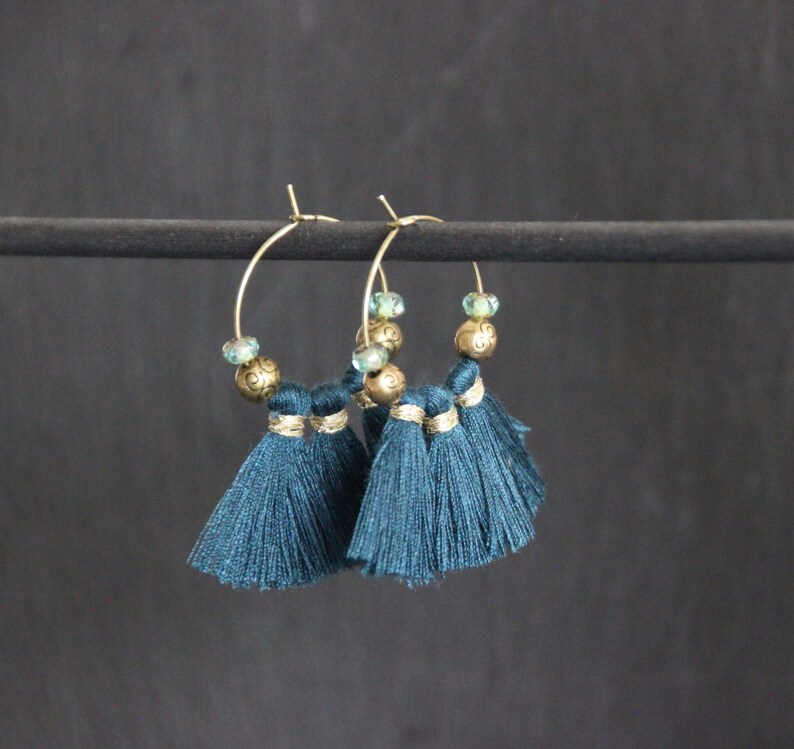 tassels teal hoop earrings tassel earrings hoop earrings tassels small hoop earrings