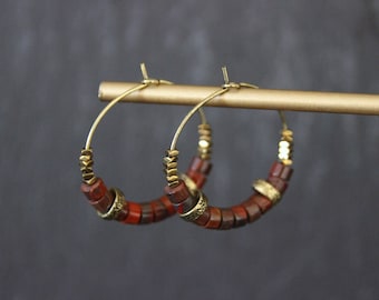 Chic ethnic hoops, colorful jewelry, small hoops, bohemian hoops, ethnic earrings, trendy earrings