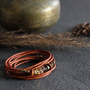SALY Boho leather bracelet, camel leather bracelet, women's leather bracelet, women's bracelet, leather cuff bracelet, original leather bracelet image 4