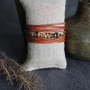 SALY Boho leather bracelet, camel leather bracelet, women's leather bracelet, women's bracelet, leather cuff bracelet, original leather bracelet image 6