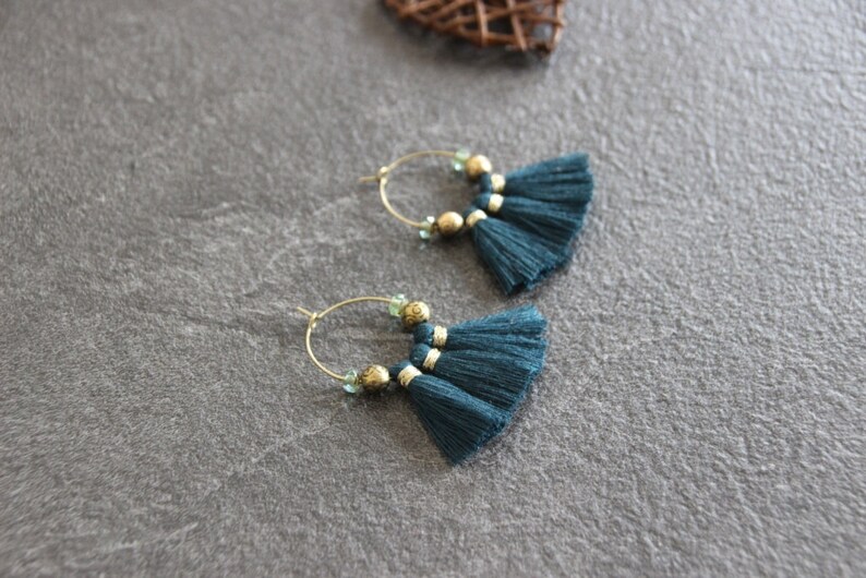 tassels teal hoop earrings tassel earrings hoop earrings tassels small hoop earrings