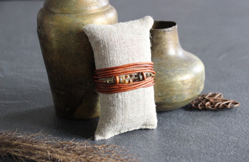 SALY Boho leather bracelet, camel leather bracelet, women's leather bracelet, women's bracelet, leather cuff bracelet, original leather bracelet image 10