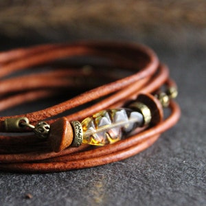 SALY Boho leather bracelet, camel leather bracelet, women's leather bracelet, women's bracelet, leather cuff bracelet, original leather bracelet image 7