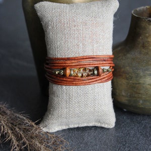 SALY Boho leather bracelet, camel leather bracelet, women's leather bracelet, women's bracelet, leather cuff bracelet, original leather bracelet image 9