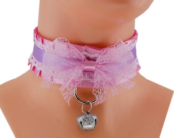 collar necklace red collar Kitten play Collar BDSM Collar cuffs Day Collar kawaii Collar Choker DDLG collar Princess Kittenplay neko V1