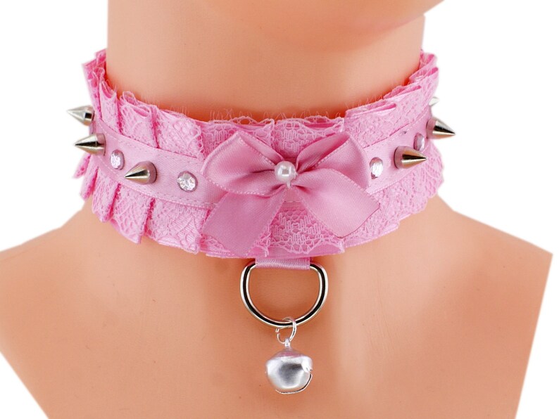 sale pink spikes collar kitten play collar ddlg collar image 0.