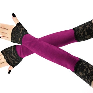 extra long fingerless gloves formal evening opera arm warmers no fingers length over the elbow finger loop fashion best