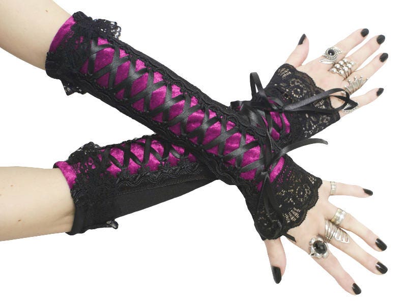 Gothic fingerless gloves mittens wrist warmers goth burlesque formal womens evening corset laced bridal wedding gloves steampunk cosplay 77 Accessories Gloves & Mittens Evening & Formal Gloves 