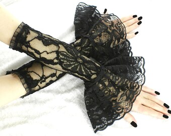 Black lace gloves arm warmers black gloves gothic gloves gothic wedding bridal black gloves lace gloves wedding goth gloves 0435