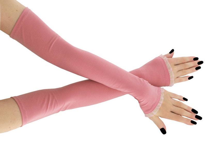 Pink Fingerless Gloves Arm Warmers Long Gloves Evening Gloves Etsy