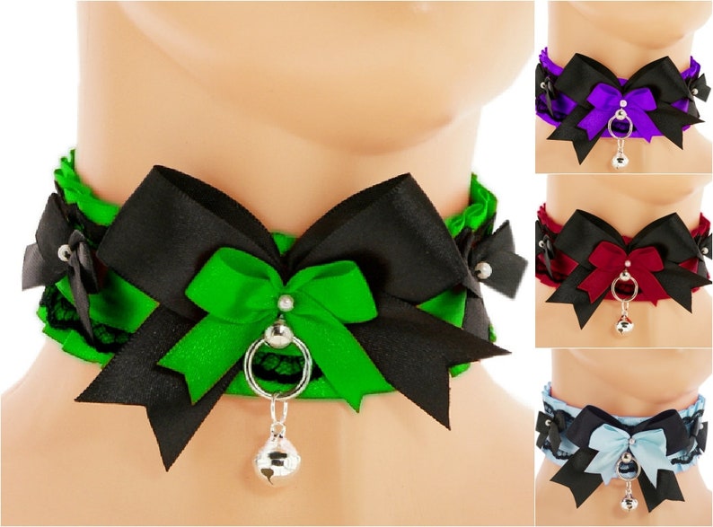 Choker kittenplay ddlg collar Green Kitten play collars bdsm collar kitten collar pet play collar kitten play gear bdsm princess kawaii S3 