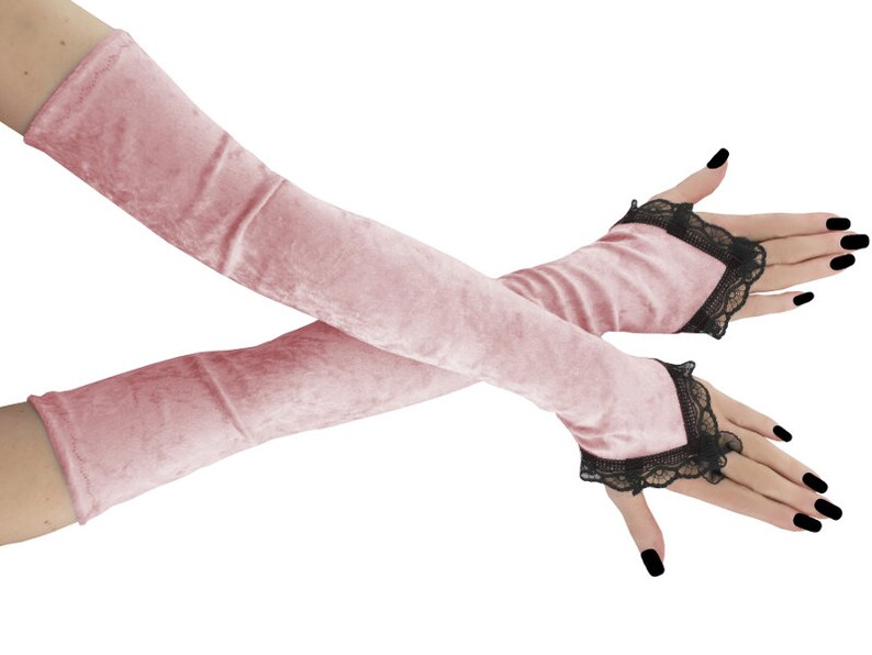 Pink Arm Warmers Long Fingerless Gloves Arm Warmers Evening Etsy