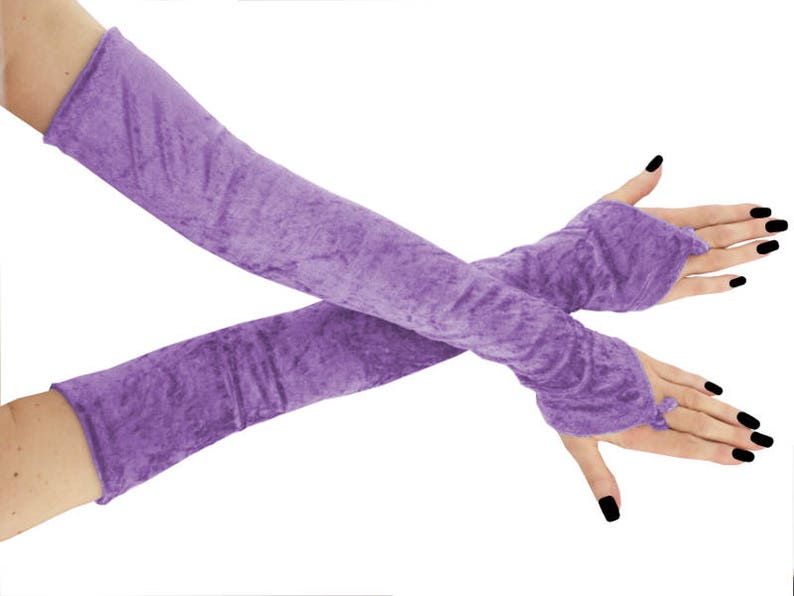 Black fingerless gloves arm warmers evening gloves long velvet Etsy
