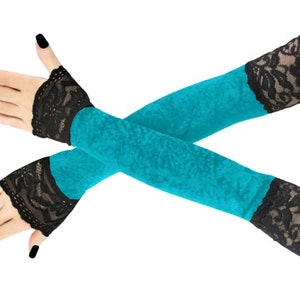 extra long fingerless gloves formal evening opera arm warmers no fingers length over the elbow finger loop fashion best