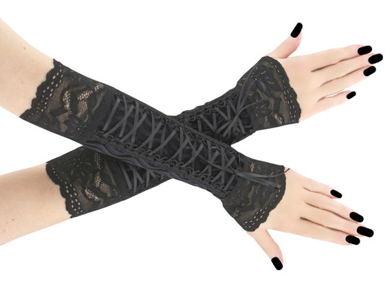 Long Gloves Black Fingerless Gloves Arm 