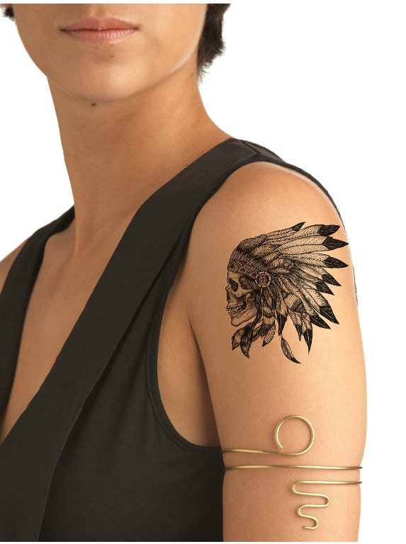 TEMPORARY TATTOO Indian Skull - Etsy TEMPORARY TATTOO Indian Skull - Etsy